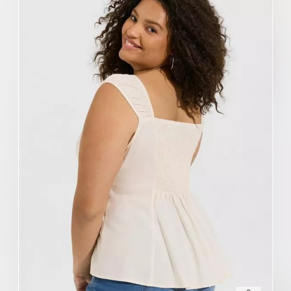 Torrid Plus Size 4X Challis Corset Top Ivory dew Smocked Back New w/ Tags - Picture 3 of 12